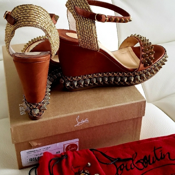 Authentic Christian Louboutin Brown Studded Women's Sandals - Picture 8 of 8